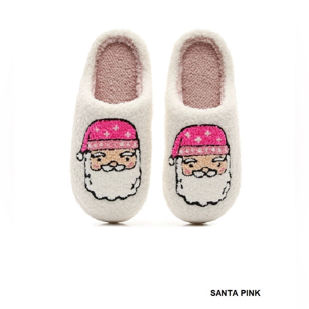 Zenana Outfitters Santa Pink Slippers S/M 8.5-9.5 Nwt